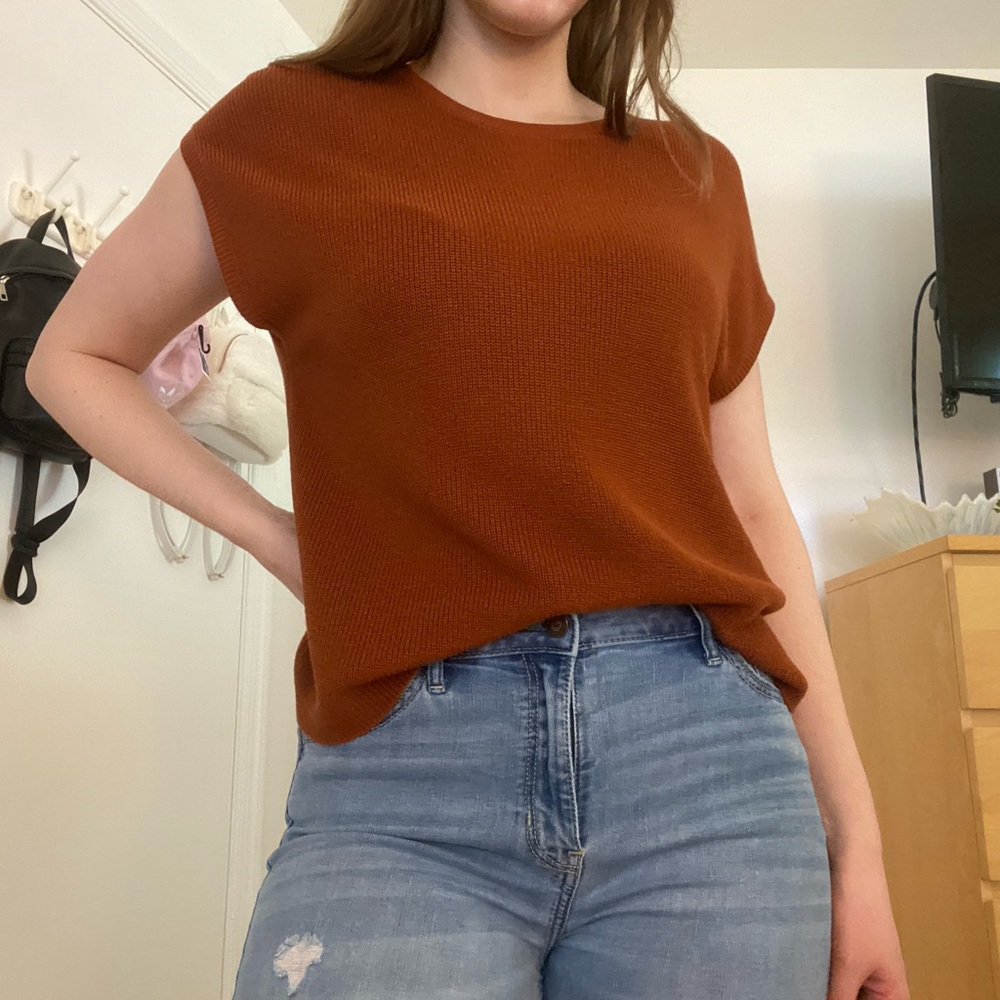 Burnt Orange Short Sleeve Knit Top